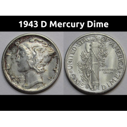 1943 D Mercury Dime - antique Denver mintmark American silver dime