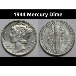 1944 Mercury Dime - antique WW2 era American silver dime