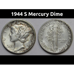 1944 S Mercury Dime - antique San Francisco WW2 era silver dime