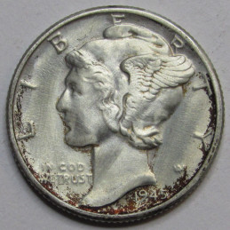 1945 D Mercury Dime - antique Denver mintmark American dime