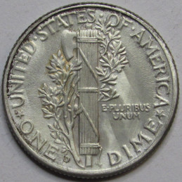 1945 D Mercury Dime - antique Denver mintmark American dime