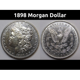 1898 Morgan Dollar - antique turn of the century era American silver coin