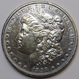 1898 Morgan Dollar - antique turn of the century era American silver coin