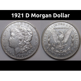 1921 D Morgan Dollar - antique Denver mintmark American silver dollar