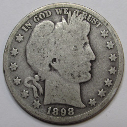 1898 Barber Half Dollar - antique 19th century American silver half dollar