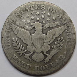 1898 Barber Half Dollar - antique 19th century American silver half dollar