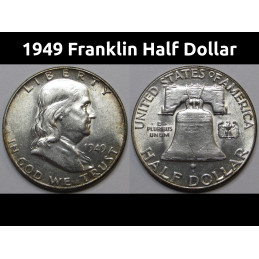 1949 Franklin Half Dollar - antique uncirculated second year of issue silver half dollar