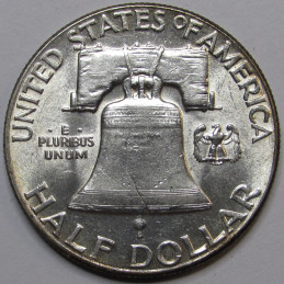 1949 Franklin Half Dollar - antique uncirculated second year of issue silver half dollar