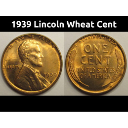 1939 Lincoln Wheat Cent - antique high grade uncirculated American wheat penny