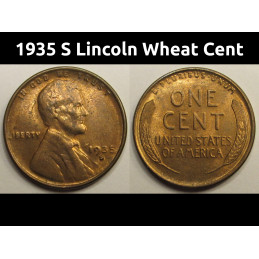 1935 S Lincoln Wheat Cent - antique better date uncirculated wheat penny