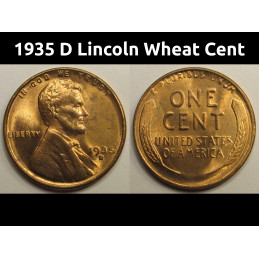 1935 D Lincoln Wheat Cent - antique uncirculated American wheat cent