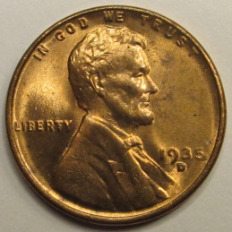 1935 D Lincoln Wheat Cent - antique uncirculated American wheat cent