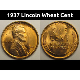 1937 Lincoln Wheat Cent - high grade uncirculated antique American penny