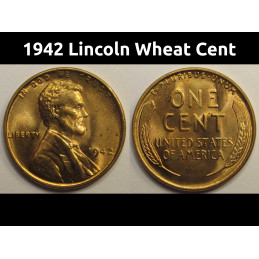 1942 Lincoln Wheat Cent - antique WW2 uncirculated American wheat penny