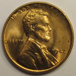 1942 Lincoln Wheat Cent - antique WW2 uncirculated American wheat penny