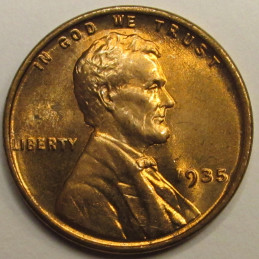 1935 Lincoln Wheat Cent - beautiful uncirculated American wheat penny