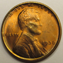 1936 Lincoln Wheat Cent - beautiful high grade uncirculated antique penny