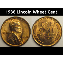 1938 Lincoln Wheat Cent - uncirculated American wheat penny coin