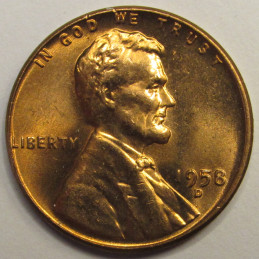 1958 D Lincoln Wheat Cent - antique uncirculated final year of issue American wheat penny