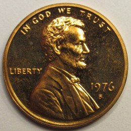 1976 S Lincoln Memorial Cent - vintage S mintmark American proof coin