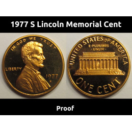 1977 S Lincoln Memorial Cent - vintage San Francisco mintmark proof coin