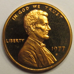 1977 S Lincoln Memorial Cent - vintage San Francisco mintmark proof coin