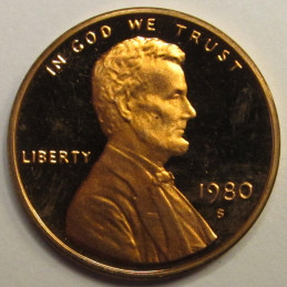 1980 S Lincoln Memorial Cent - vintage American proof penny