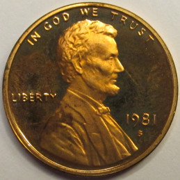 1981 S Lincoln Memorial Cent - vintage San Francisco mintmark proof coin