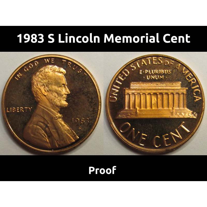 1983 S Lincoln Memorial Cent - vintage American proof penny