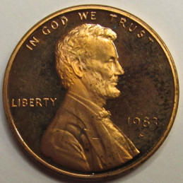 1983 S Lincoln Memorial Cent - vintage American proof penny