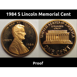 1984 S Lincoln Memorial Cent - vintage American proof cent