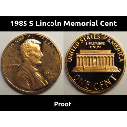 1985 S Lincoln Memorial Cent - American proof penny coin