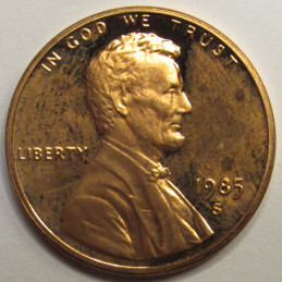 1985 S Lincoln Memorial Cent - American proof penny coin