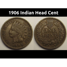 1906 Indian Head Cent - antique higher grade old American penny