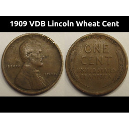 1909 VDB Lincoln Wheat Cent - antique first year of issue American wheat penny