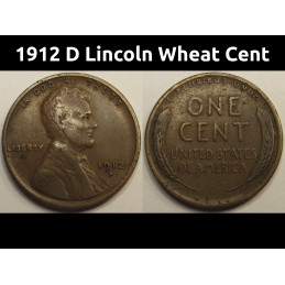 1912 D Lincoln Wheat Cent - antique Denver mintmark American wheat cent