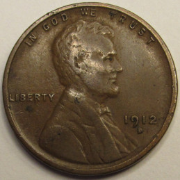 1912 D Lincoln Wheat Cent - antique Denver mintmark American wheat cent