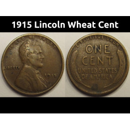 1915 Lincoln Wheat Cent - antique early date American wheat penny coin