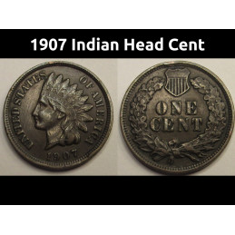 1907 Indian Head Cent - antique better condition American penny