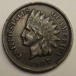 1907 Indian Head Cent - antique better condition American penny