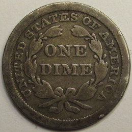 1853 Seated Liberty Dime - with arrows - antique American silver dime