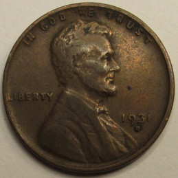 1931 D Lincoln Wheat Cent - antique Great Depression era Denver mintmark penny