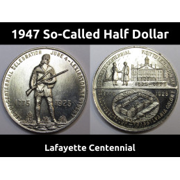 1947 So-Called Half Dollar - Lafayette Centennial - historic heraldic silver medal