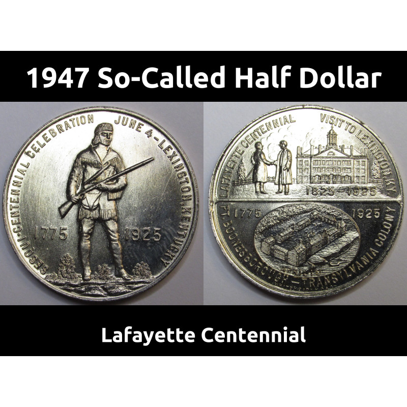 1947 So-Called Half Dollar - Lafayette Centennial - historic heraldic silver medal