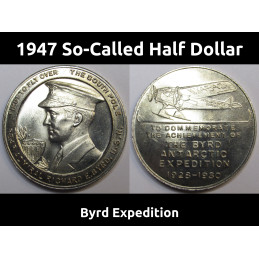 1947 So-Called Half Dollar - Byrd Antarctic Expedition - historic heraldic silver medal