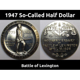 1947 So-Called Half Dollar - Battle of Lexington - historic heraldic silver medal