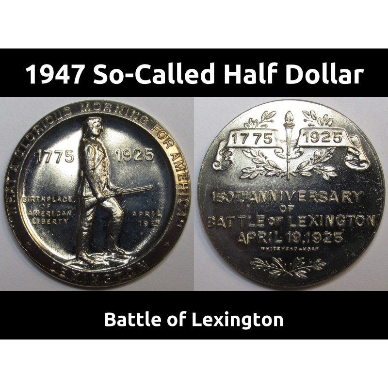 1947 So-Called Half Dollar - Battle of Lexington - historic heraldic silver medal