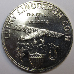 1947 So-Called Half Dollar - Charles Lindbergh Flight - historic heraldic art silver medal