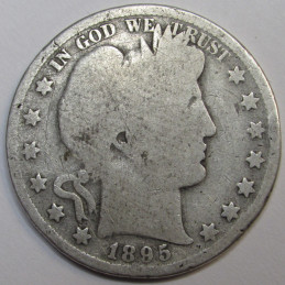 1895 Barber Half Dollar - 19th century antique silver dollar coin