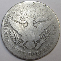 1895 Barber Half Dollar - 19th century antique silver dollar coin